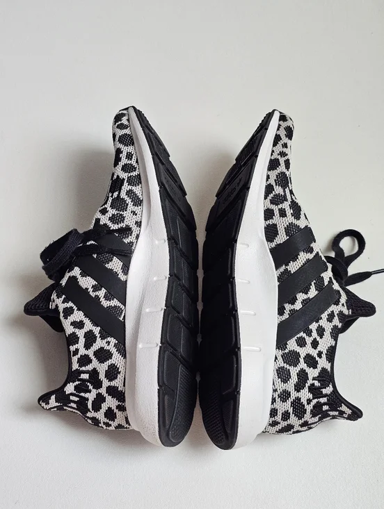 Adidas Swift Run Leopard Cheetah Print Alumina Black White Sneakers Women’s 8 - Picture 6 of 11